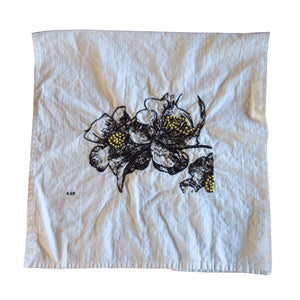 Medium Camellia Towel in Black, White, Yellow